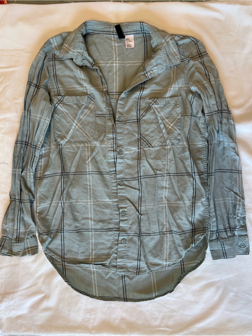 H&M Sage Green Plaid Button-Down Shirt